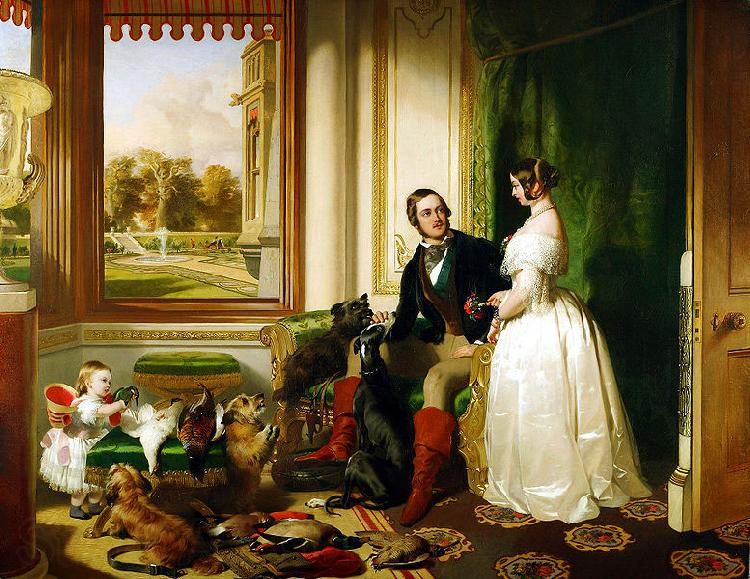 Sir edwin henry landseer,R.A. Windsor Castle in Modern Times, 1840-43 This painting shows Queen Victoria and Prince Albert at home at Windsor Castle in Berkshire, England. Norge oil painting art